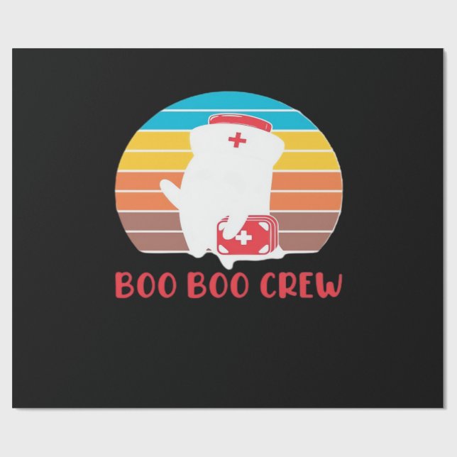 Boo Boo Crew Nurse Funny Ghost Halloween Classic T Geschenkpapier (Flach)