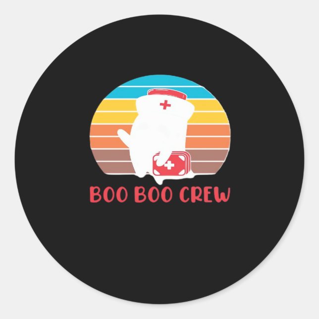 Boo Boo Crew Nurse Funny Ghost Halloween Classic T Runder Aufkleber (Vorderseite)