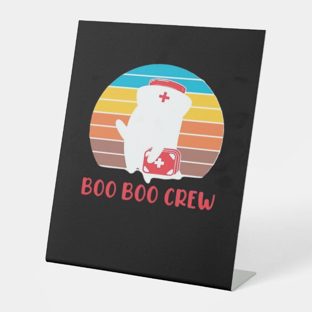 Boo Boo Crew Nurse Funny Ghost Halloween Classic T Sockelschild (Vorderseite)