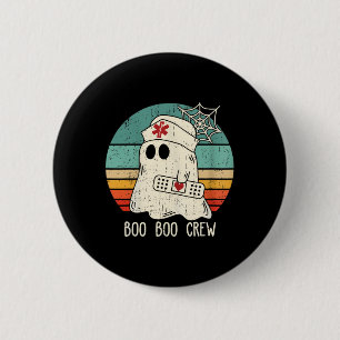 Boo Boo Crew Nurse Funny Ghost Women Halloween Cos Button