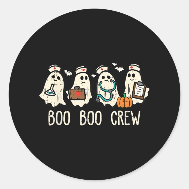 Boo Boo Crew Nurse Funny Ghost Women Halloween Cos Runder Aufkleber (Vorderseite)