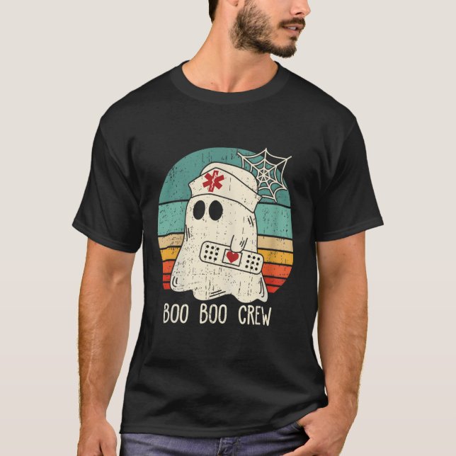 Boo Boo Crew Nurse Funny Ghost Women Halloween Cos T-Shirt (Vorderseite)