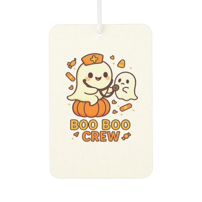 Boo Boo Crew Nurse Funny Halloween Ghost Nurse Gir Autolufterfrischer (Vorderseite)