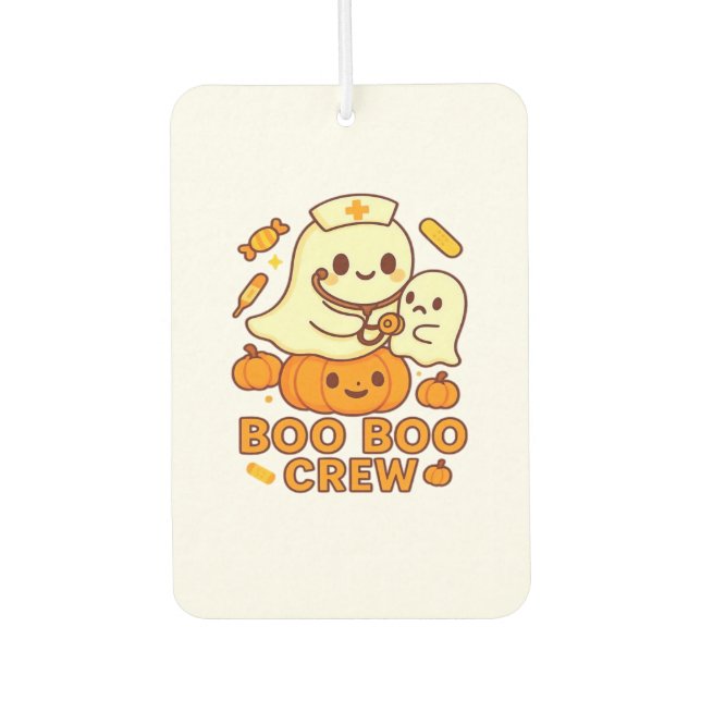 Boo Boo Crew Nurse Funny Halloween Ghost Nurse Gir Autolufterfrischer (Vorderseite)