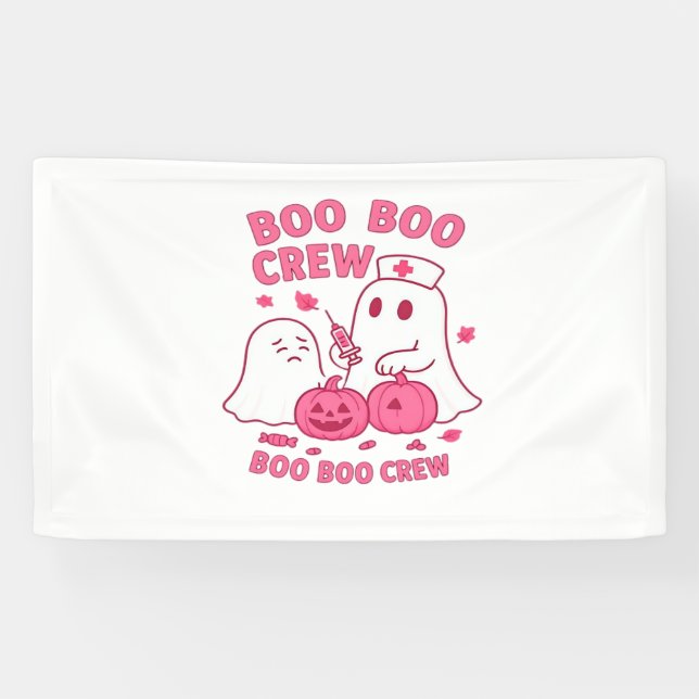 Boo Boo Crew Nurse Funny Halloween Ghost Nurse Gir Banner (Horizontal)
