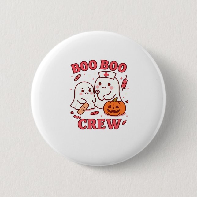 Boo Boo Crew Nurse Funny Halloween Ghost Nurse Gir Button (Vorderseite)