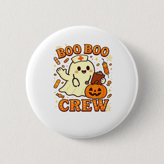 Boo Boo Crew Nurse Funny Halloween Ghost Nurse Gir Button (Vorderseite)