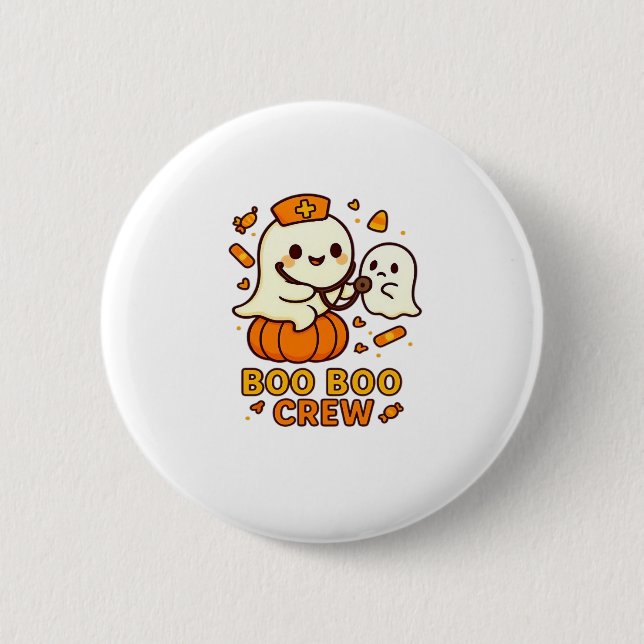 Boo Boo Crew Nurse Funny Halloween Ghost Nurse Gir Button (Vorderseite)