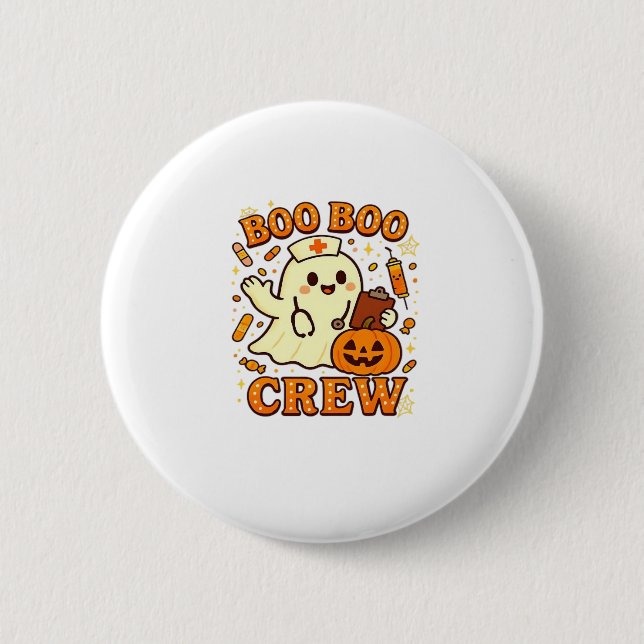 Boo Boo Crew Nurse Funny Halloween Ghost Nurse Gir Button (Vorderseite)