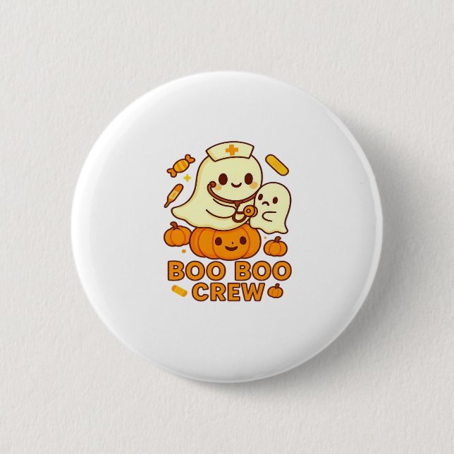 Boo Boo Crew Nurse Funny Halloween Ghost Nurse Gir Button (Vorderseite)