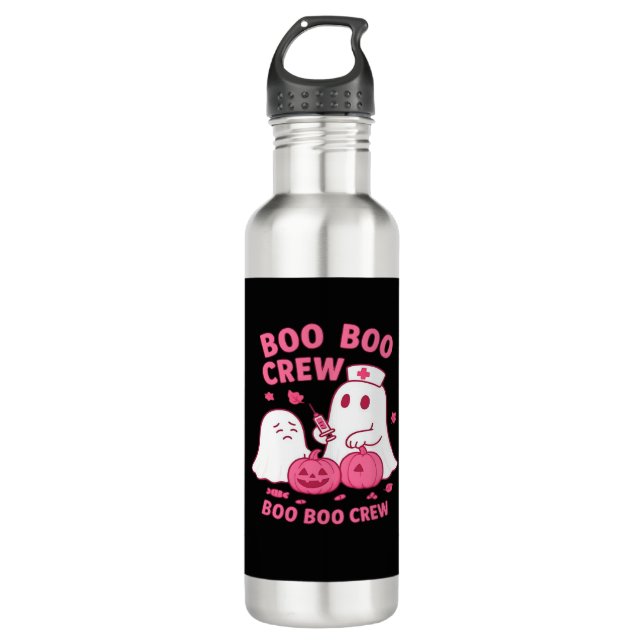Boo Boo Crew Nurse Funny Halloween Ghost Nurse Gir Edelstahlflasche (Vorderseite)