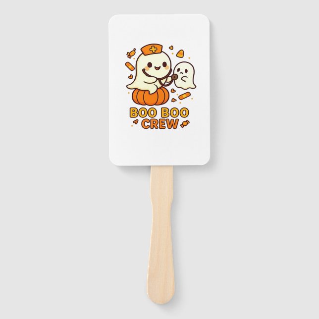 Boo Boo Crew Nurse Funny Halloween Ghost Nurse Gir Fächer (Vorderseite)