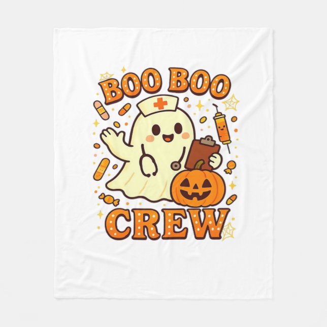 Boo Boo Crew Nurse Funny Halloween Ghost Nurse Gir Fleecedecke (Vorderseite)