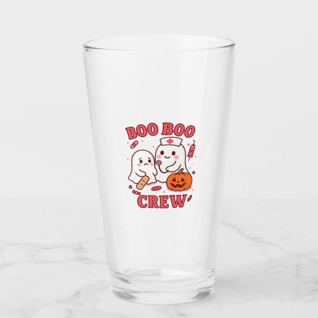 Boo Boo Crew Nurse Funny Halloween Ghost Nurse Gir Glas (Vorderseite)