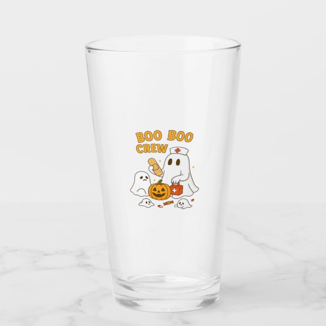 Boo Boo Crew Nurse Funny Halloween Ghost Nurse Gir Glas (Vorderseite)