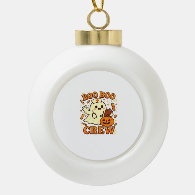 Boo Boo Crew Nurse Funny Halloween Ghost Nurse Gir Keramik Kugel-Ornament (Vorderseite)