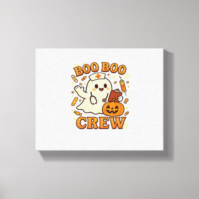 Boo Boo Crew Nurse Funny Halloween Ghost Nurse Gir Leinwanddruck (Vorderseite)