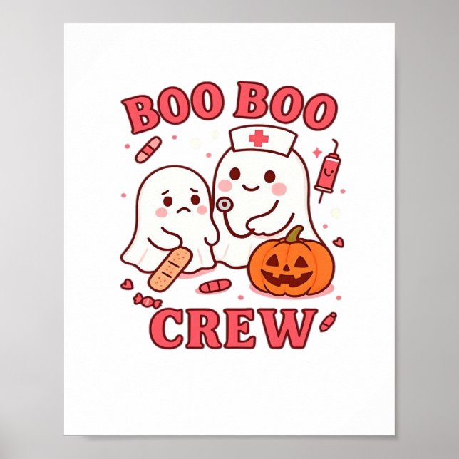 Boo Boo Crew Nurse Funny Halloween Ghost Nurse Gir Poster (Vorne)