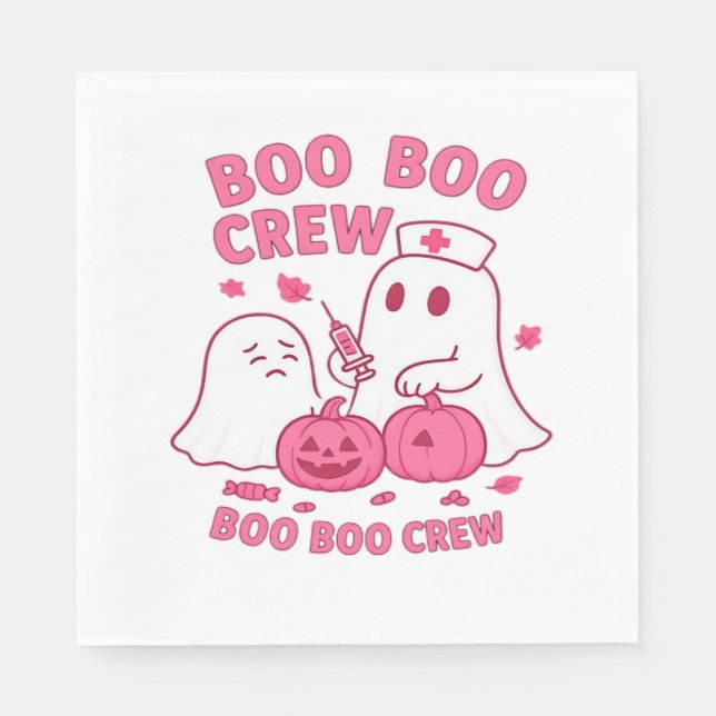 Boo Boo Crew Nurse Funny Halloween Ghost Nurse Gir Serviette (Vorderseite)
