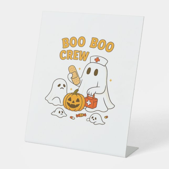 Boo Boo Crew Nurse Funny Halloween Ghost Nurse Gir Sockelschild (Vorderseite)
