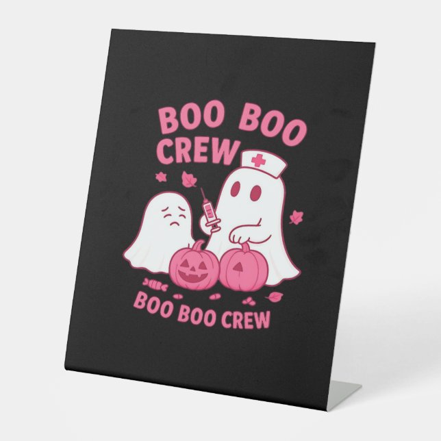 Boo Boo Crew Nurse Funny Halloween Ghost Nurse Gir Sockelschild (Vorderseite)
