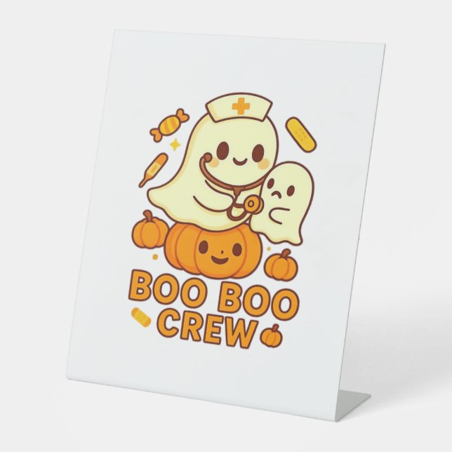 Boo Boo Crew Nurse Funny Halloween Ghost Nurse Gir Sockelschild (Vorderseite)