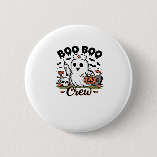 Boo Boo Crew Nurse Ghost Classic T - Shirt Button (Vorderseite)