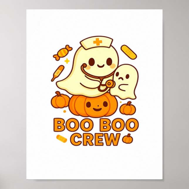 Boo Boo Crew Nurse Ghost Classic T - Shirt Poster (Vorne)