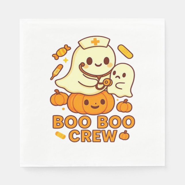 Boo Boo Crew Nurse Ghost Classic T - Shirt Serviette (Vorderseite)