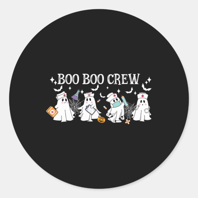 Boo Boo Crew Nurse Ghost Funny Halloween Runder Aufkleber (Vorderseite)