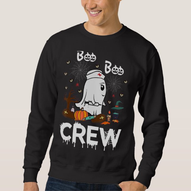 Boo Boo Crew Nurse Ghost Halloween Kostüm Sweatshirt (Vorderseite)