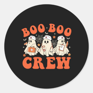 Boo Boo Crew Nurse Ghost Scrub Top Nursing Hallowe Runder Aufkleber