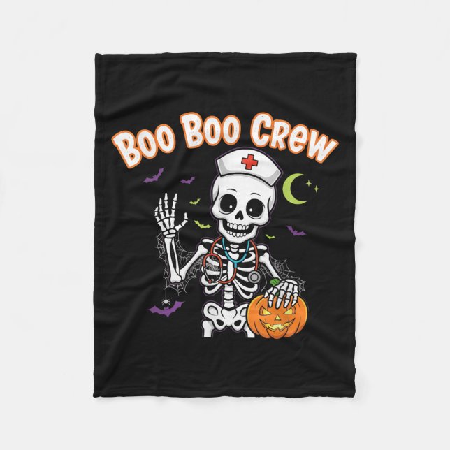 Boo Boo Crew Nurse Halloween Funny Skelton Nurse H Fleecedecke (Vorderseite)