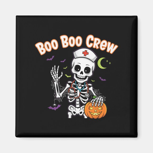 Boo Boo Crew Nurse Halloween Funny Skelton Nurse H Magnet (Vorne)