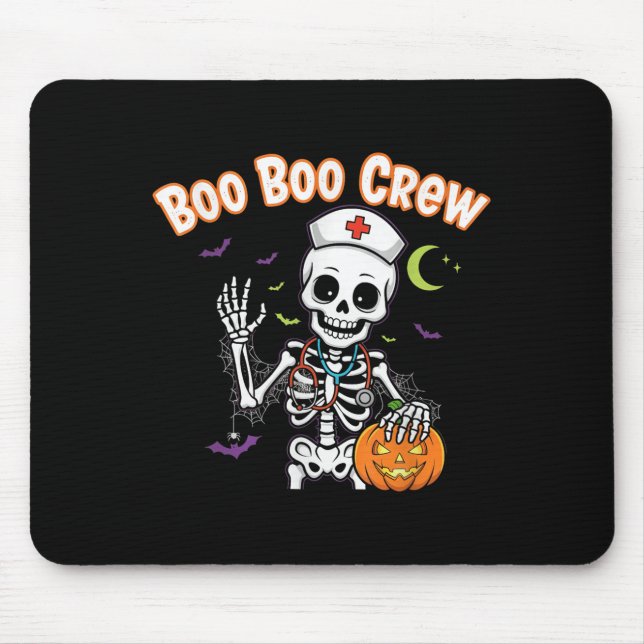 Boo Boo Crew Nurse Halloween Funny Skelton Nurse H Mousepad (Vorne)