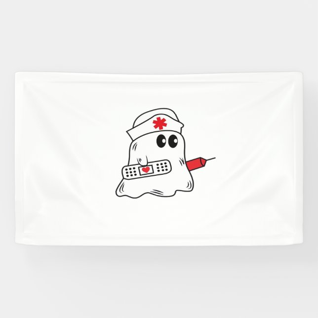 Boo Boo Crew Nurse Halloween Ghost Funny Oversifie Banner (Horizontal)