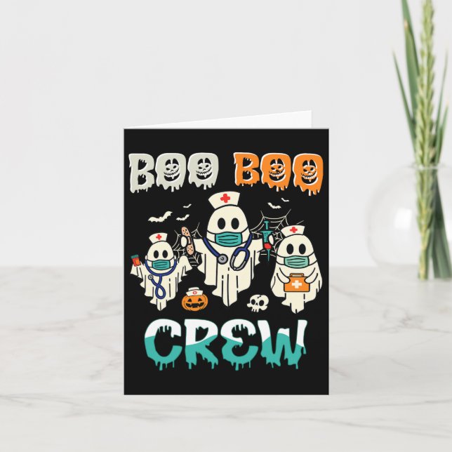 Boo Boo Crew Nurse Halloween Ghost Kostüm Matchin Karte (Vorderseite)
