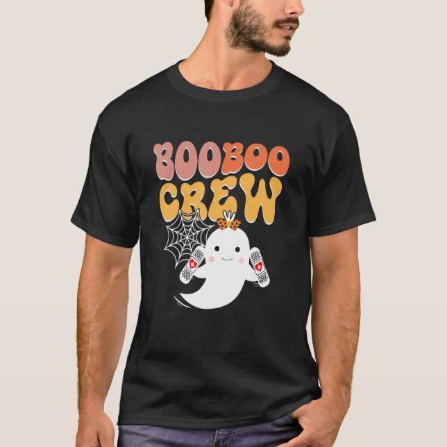 Boo Boo Crew Nurse Halloween Kostümspass T-Shirt (Vorderseite)