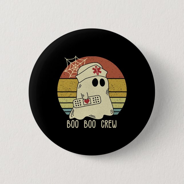 Boo Boo Crew Nurse Halloween Krankenschwester für  Button (Vorderseite)