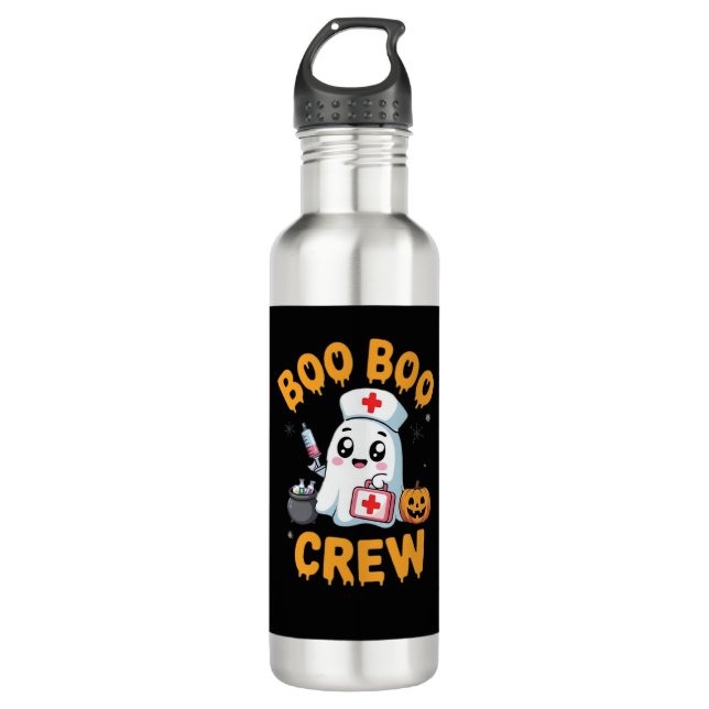 Boo Boo Crew Nurse Niedlich Ghost Halloween Pflege Edelstahlflasche (Vorderseite)