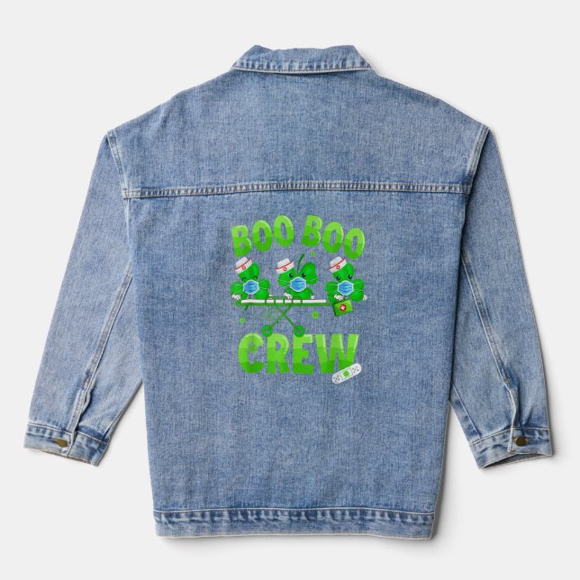 Boo Boo Crew Nurse St Patrick S Day Kleeblatt Face Jeansjacke (Rückseite)