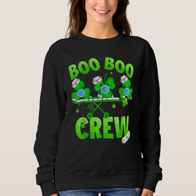 Boo Boo Crew Nurse St Patrick S Day Kleeblatt Face Sweatshirt (Vorderseite)