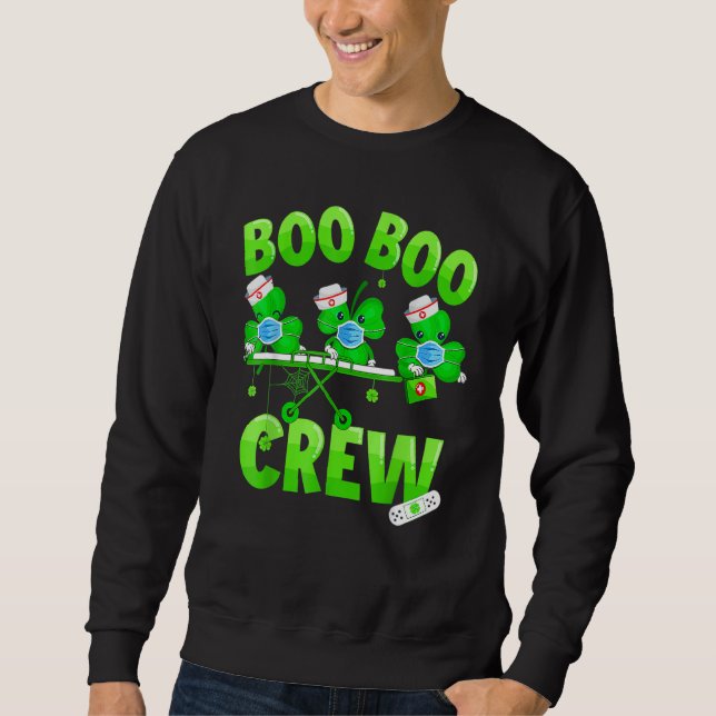 Boo Boo Crew Nurse St Patrick S Day Kleeblatt Face Sweatshirt (Vorderseite)