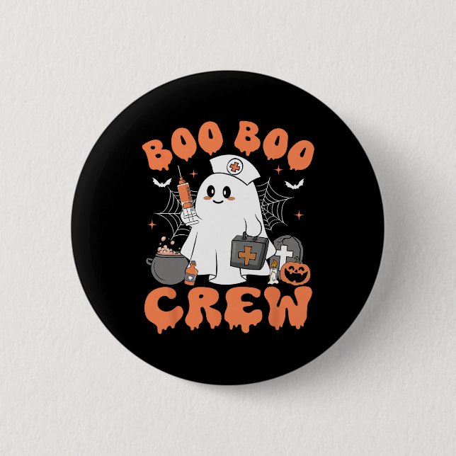 Boo Boo Crew Nurse Women Niedlich Ghost Halloween  Button (Vorderseite)