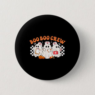 Boo Boo Crew Nurse Women Retro Halloween Ghost Nur Button