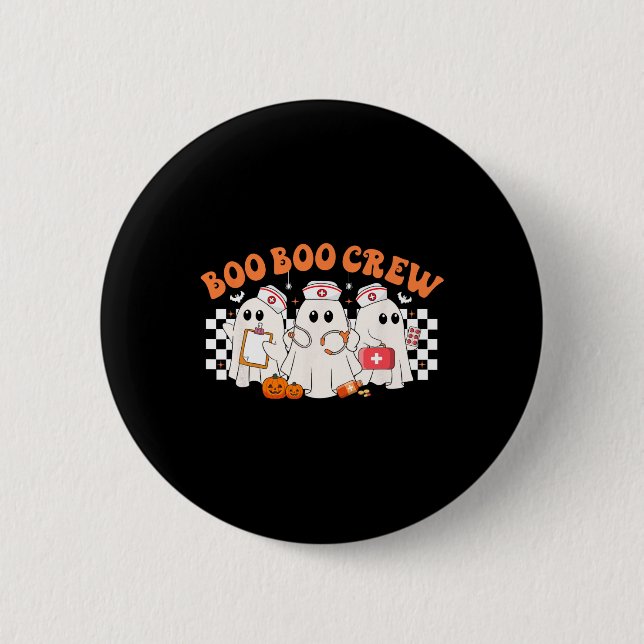 Boo Boo Crew Nurse Women Retro Halloween Ghost Nur Button (Vorderseite)