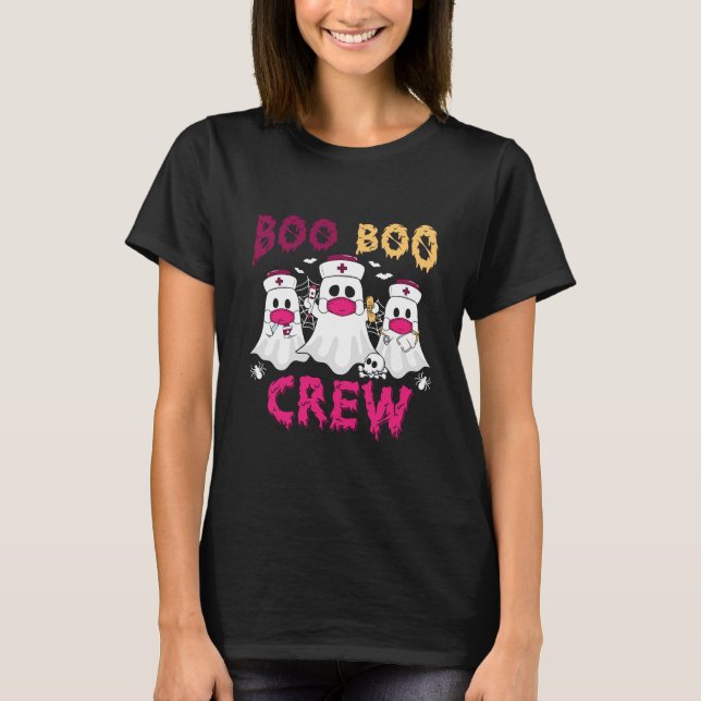Boo Boo Crew Pink Nurse Halloween Ghost T-Shirt (Vorderseite)