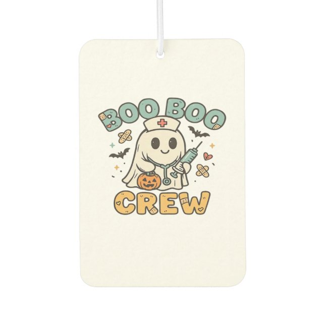 Boo Boo Crew Shirt � Funny Ghost Halloween Nurse & Autolufterfrischer (Vorderseite)