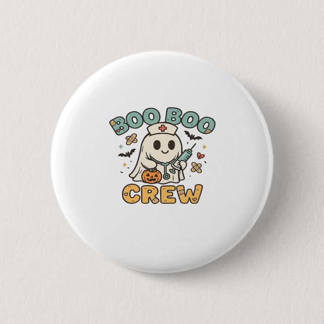 Boo Boo Crew Shirt � Funny Ghost Halloween Nurse Button (Vorderseite)