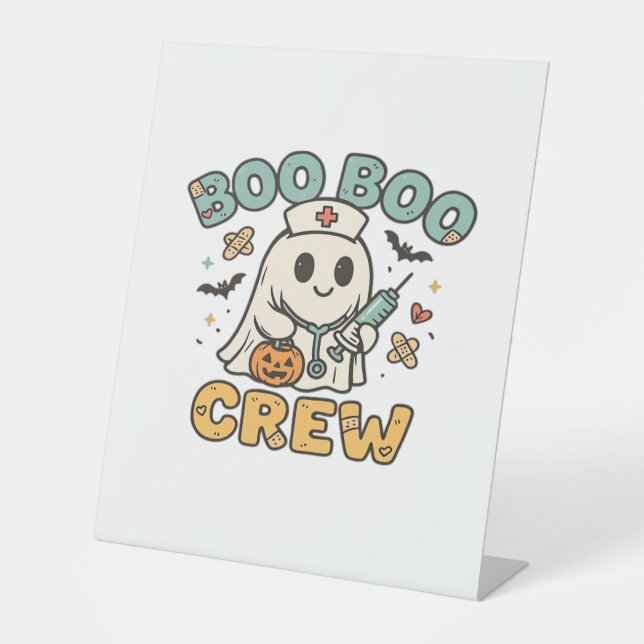 Boo Boo Crew Shirt � Funny Ghost Halloween Nurse & Sockelschild (Vorderseite)